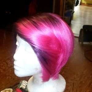 Pink and black lace front
